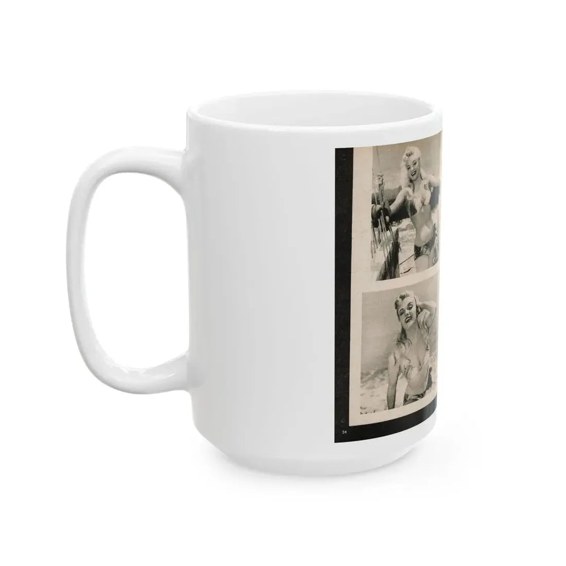 Lee Wilson #09 - Pages 4 & 5 of 7 Featuring, Lee+3 B&W Photos & Caption from PHOTO Digest Mag. November '53 (Vintage Female Icon) White Coffee Mug - Go Mug Yourself