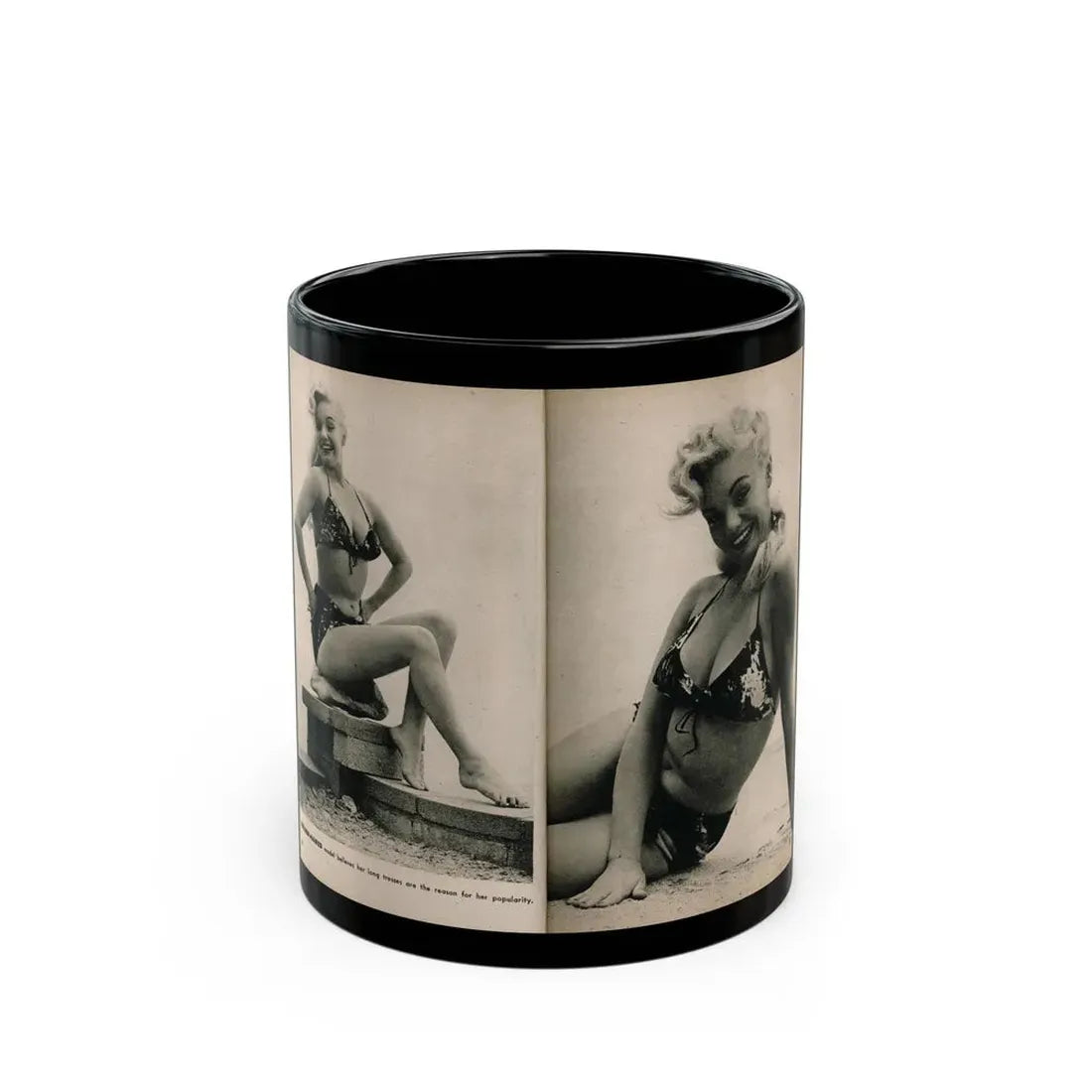 Lee Wilson #10 - Pages 6 & 7 of 7 Featuring, Lee+2 B&W Photos & Caption from PHOTO Digest Mag. November '53 (Vintage Female Icon) Black Coffee Mug 11oz - Go Mug Yourself