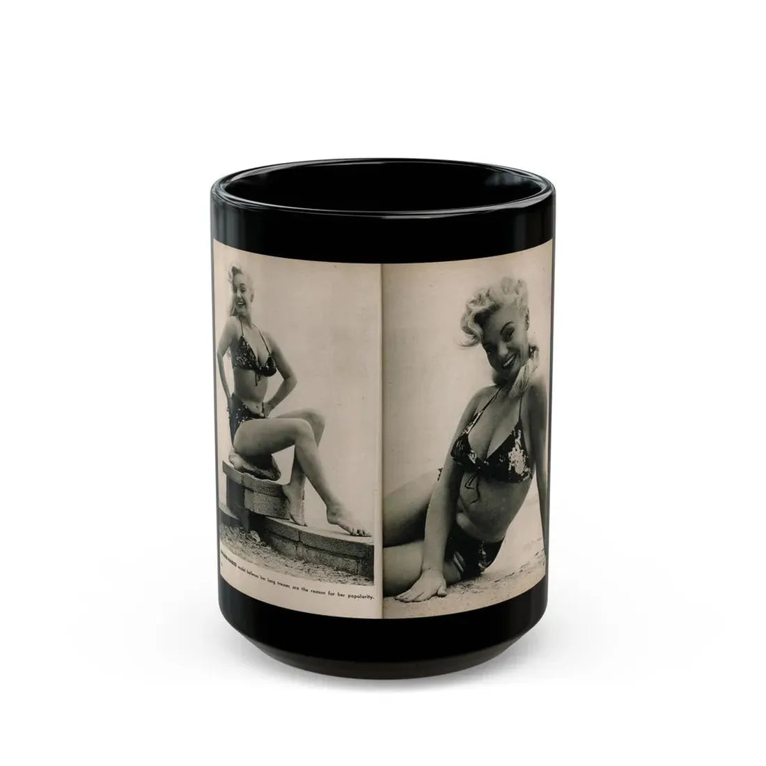 Lee Wilson #10 - Pages 6 & 7 of 7 Featuring, Lee+2 B&W Photos & Caption from PHOTO Digest Mag. November '53 (Vintage Female Icon) Black Coffee Mug 15oz - Go Mug Yourself