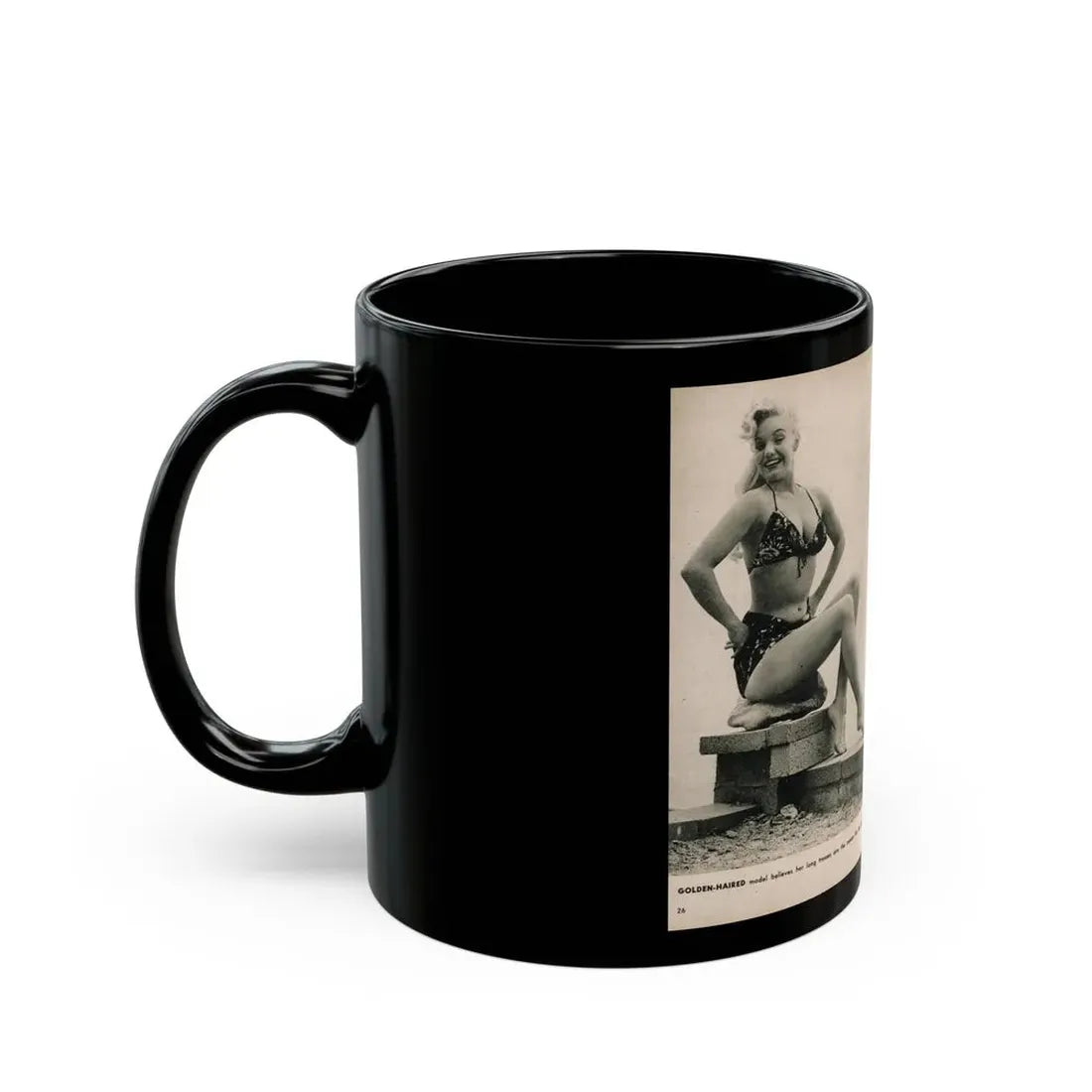 Lee Wilson #10 - Pages 6 & 7 of 7 Featuring, Lee+2 B&W Photos & Caption from PHOTO Digest Mag. November '53 (Vintage Female Icon) Black Coffee Mug - Go Mug Yourself