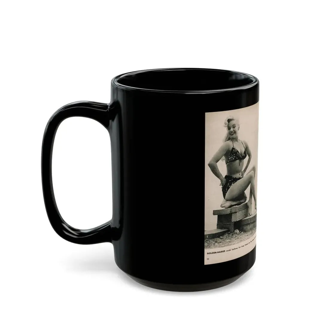 Lee Wilson #10 - Pages 6 & 7 of 7 Featuring, Lee+2 B&W Photos & Caption from PHOTO Digest Mag. November '53 (Vintage Female Icon) Black Coffee Mug - Go Mug Yourself