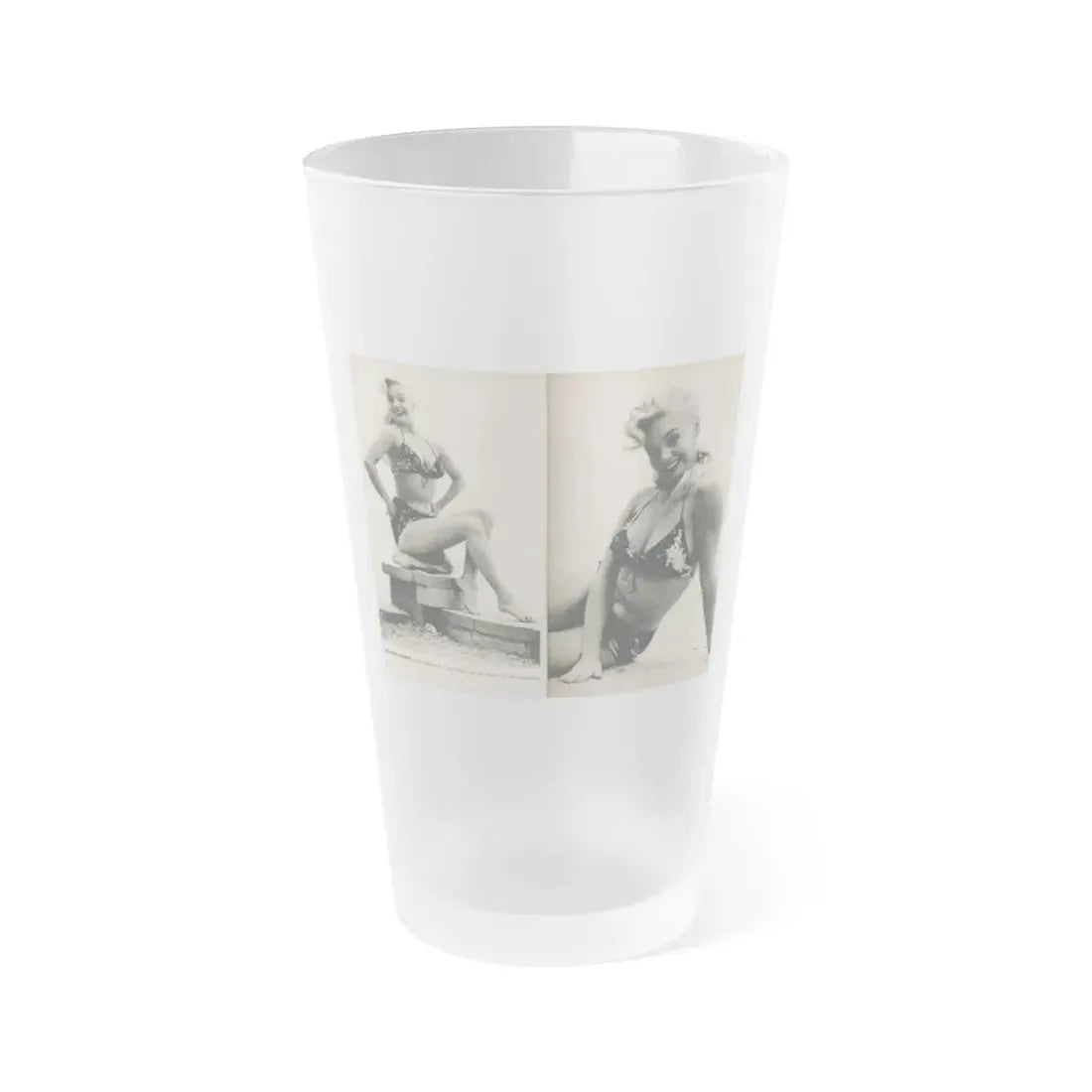 Lee Wilson #10 - Pages 6 & 7 of 7 Featuring, Lee+2 B&W Photos & Caption from PHOTO Digest Mag. November '53 (Vintage Female Icon) Frosted Pint Glass 16oz 16oz Frosted - Go Mug Yourself