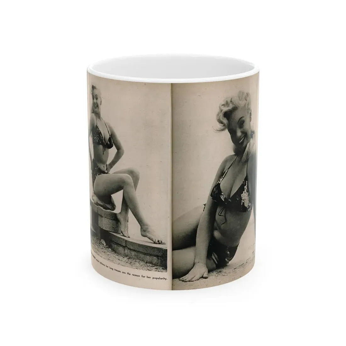 Lee Wilson #10 - Pages 6 & 7 of 7 Featuring, Lee+2 B&W Photos & Caption from PHOTO Digest Mag. November '53 (Vintage Female Icon) White Coffee Mug 11oz - Go Mug Yourself