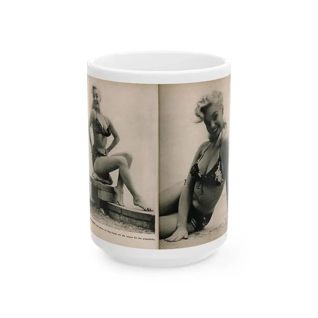 Lee Wilson #10 - Pages 6 & 7 of 7 Featuring, Lee+2 B&W Photos & Caption from PHOTO Digest Mag. November '53 (Vintage Female Icon) White Coffee Mug 15oz - Go Mug Yourself
