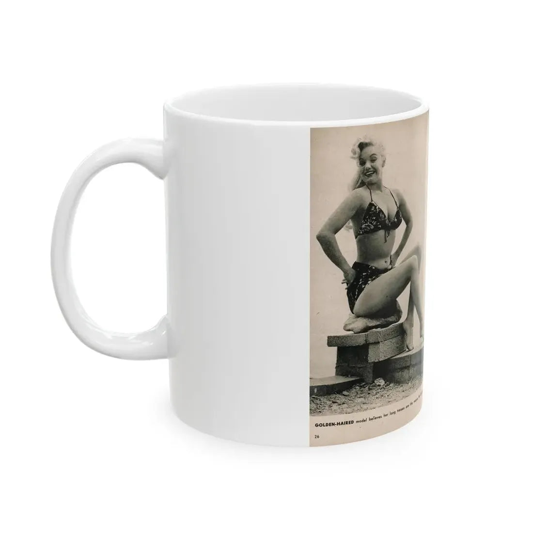 Lee Wilson #10 - Pages 6 & 7 of 7 Featuring, Lee+2 B&W Photos & Caption from PHOTO Digest Mag. November '53 (Vintage Female Icon) White Coffee Mug - Go Mug Yourself