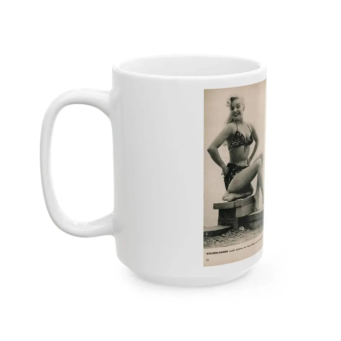 Lee Wilson #10 - Pages 6 & 7 of 7 Featuring, Lee+2 B&W Photos & Caption from PHOTO Digest Mag. November '53 (Vintage Female Icon) White Coffee Mug - Go Mug Yourself