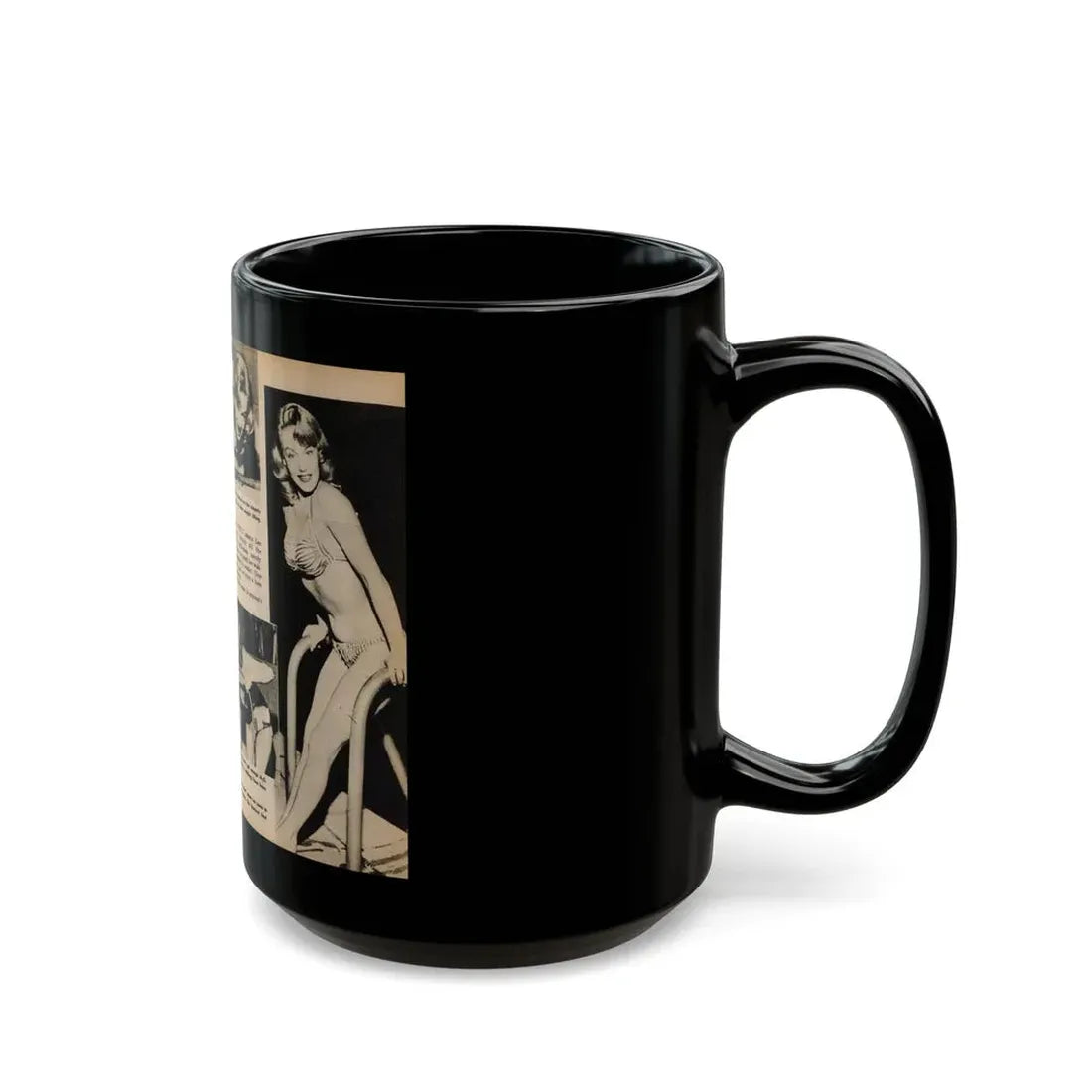 Lee Wilson #11 - Pages 1 & 2 of 5 Featuring, Lee+4 B&W Photos & Captions from TAB Digest Mag. October '54 (Vintage Female Icon) Black Coffee Mug - Go Mug Yourself