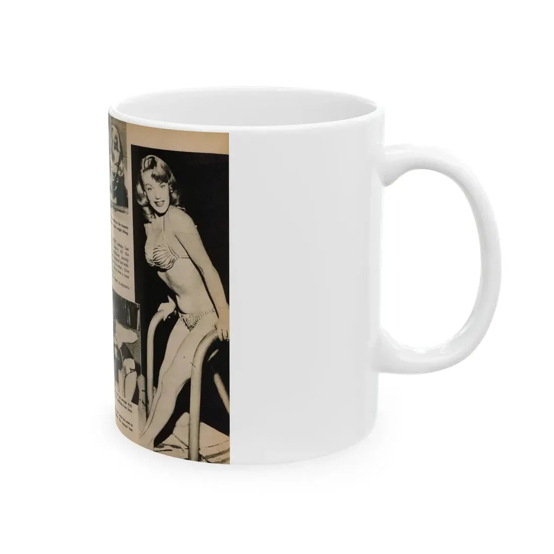Lee Wilson #11 - Pages 1 & 2 of 5 Featuring, Lee+4 B&W Photos & Captions from TAB Digest Mag. October '54 (Vintage Female Icon) White Coffee Mug - Go Mug Yourself