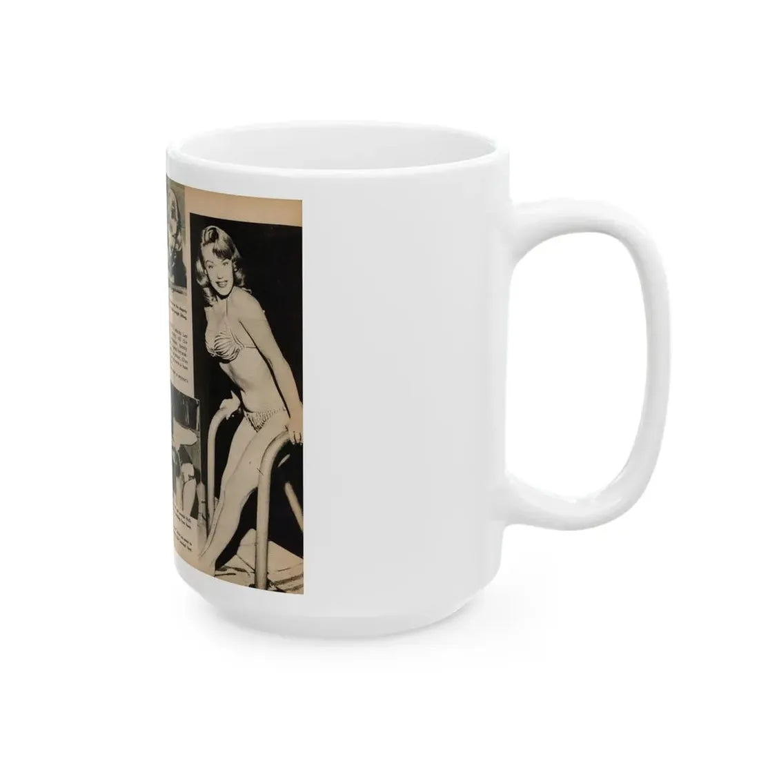 Lee Wilson #11 - Pages 1 & 2 of 5 Featuring, Lee+4 B&W Photos & Captions from TAB Digest Mag. October '54 (Vintage Female Icon) White Coffee Mug - Go Mug Yourself