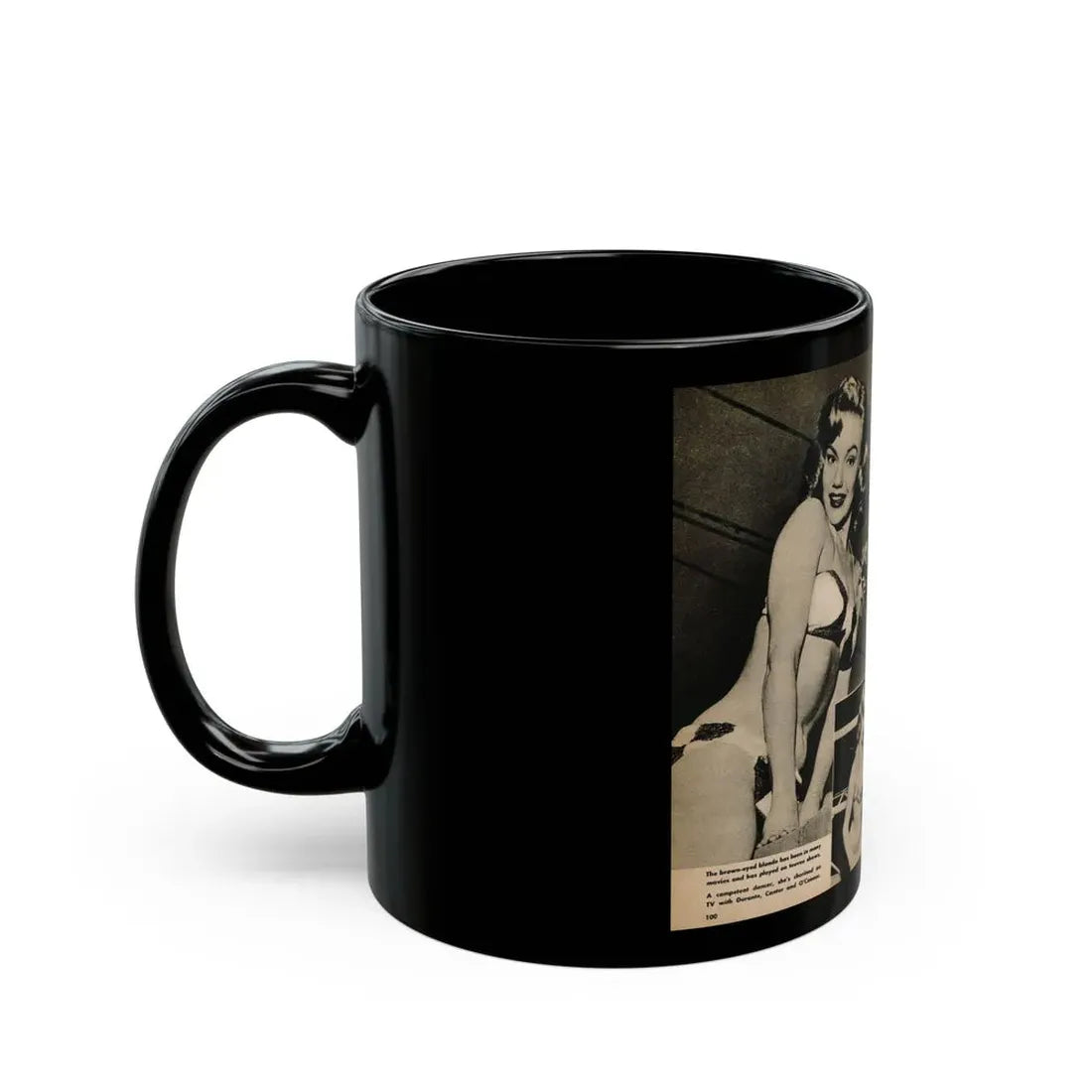 Lee Wilson #12 - Pages 3 & 4 of 5 Featuring, Lee+4 B&W Photos & Captions from TAB Digest Mag. October '54 (Vintage Female Icon) Black Coffee Mug - Go Mug Yourself