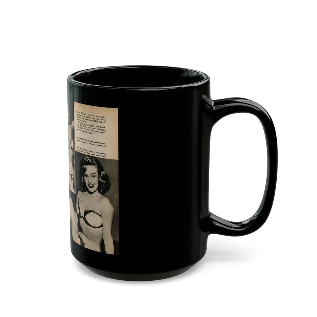 Lee Wilson #12 - Pages 3 & 4 of 5 Featuring, Lee+4 B&W Photos & Captions from TAB Digest Mag. October '54 (Vintage Female Icon) Black Coffee Mug - Go Mug Yourself