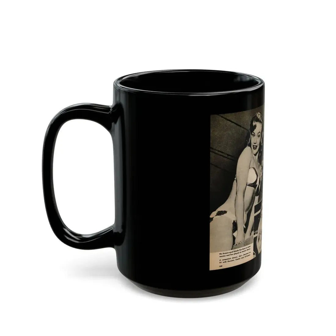 Lee Wilson #12 - Pages 3 & 4 of 5 Featuring, Lee+4 B&W Photos & Captions from TAB Digest Mag. October '54 (Vintage Female Icon) Black Coffee Mug - Go Mug Yourself