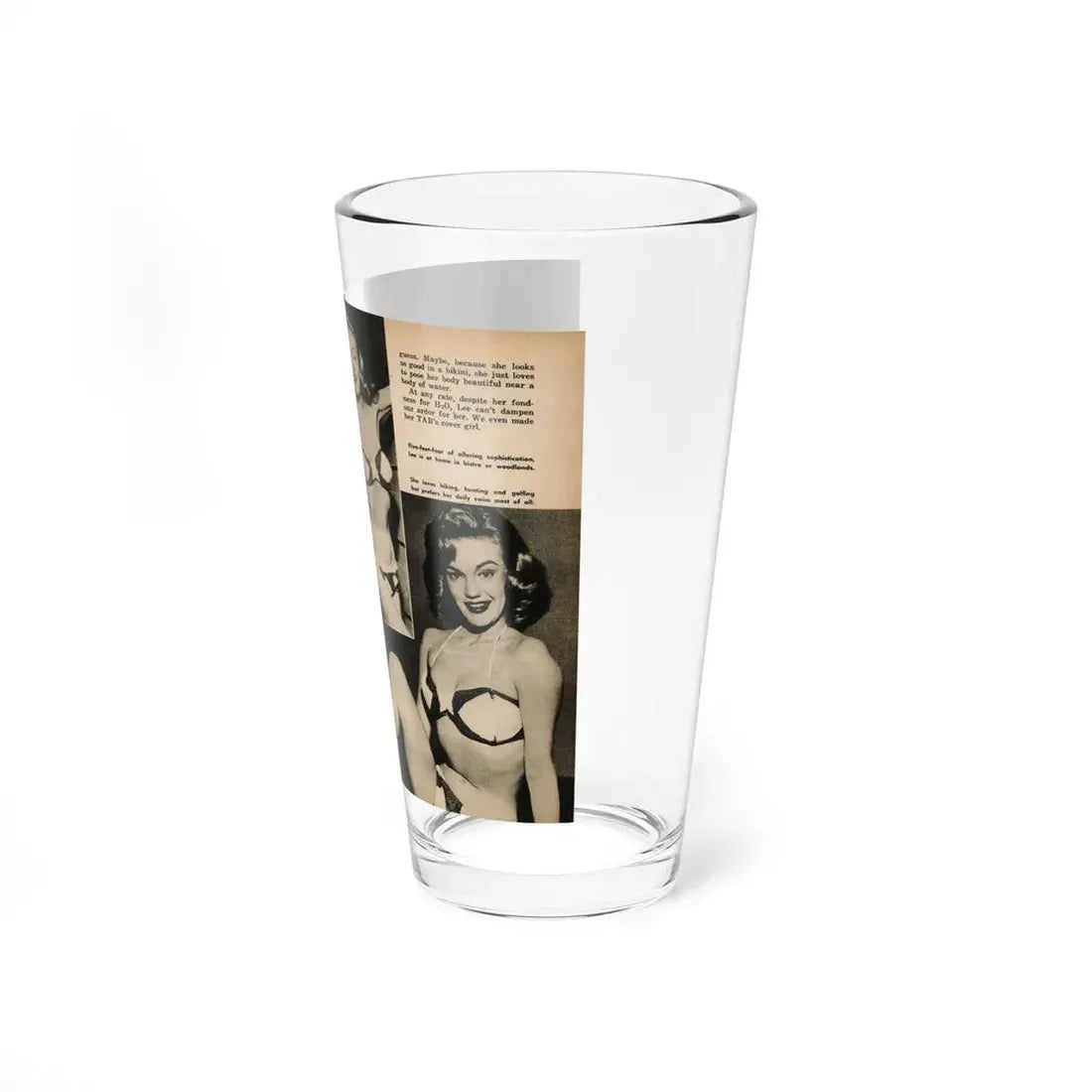 Lee Wilson #12 - Pages 3 & 4 of 5 Featuring, Lee+4 B&W Photos & Captions from TAB Digest Mag. October '54 (Vintage Female Icon) Pint Glass 16oz - Go Mug Yourself