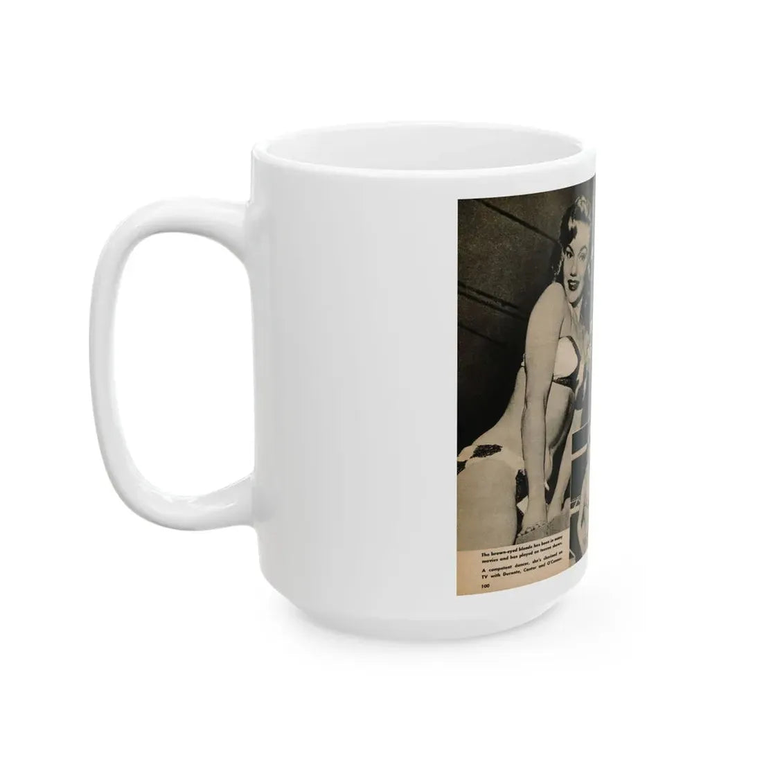 Lee Wilson #12 - Pages 3 & 4 of 5 Featuring, Lee+4 B&W Photos & Captions from TAB Digest Mag. October '54 (Vintage Female Icon) White Coffee Mug - Go Mug Yourself