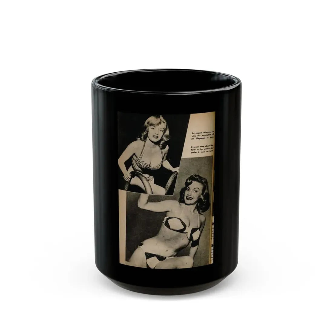 Lee Wilson #13 - Pages 5 of 5 Featuring, Lee+2 B&W Photos from TAB Digest Mag. October '54 (Vintage Female Icon) Black Coffee Mug 15oz - Go Mug Yourself