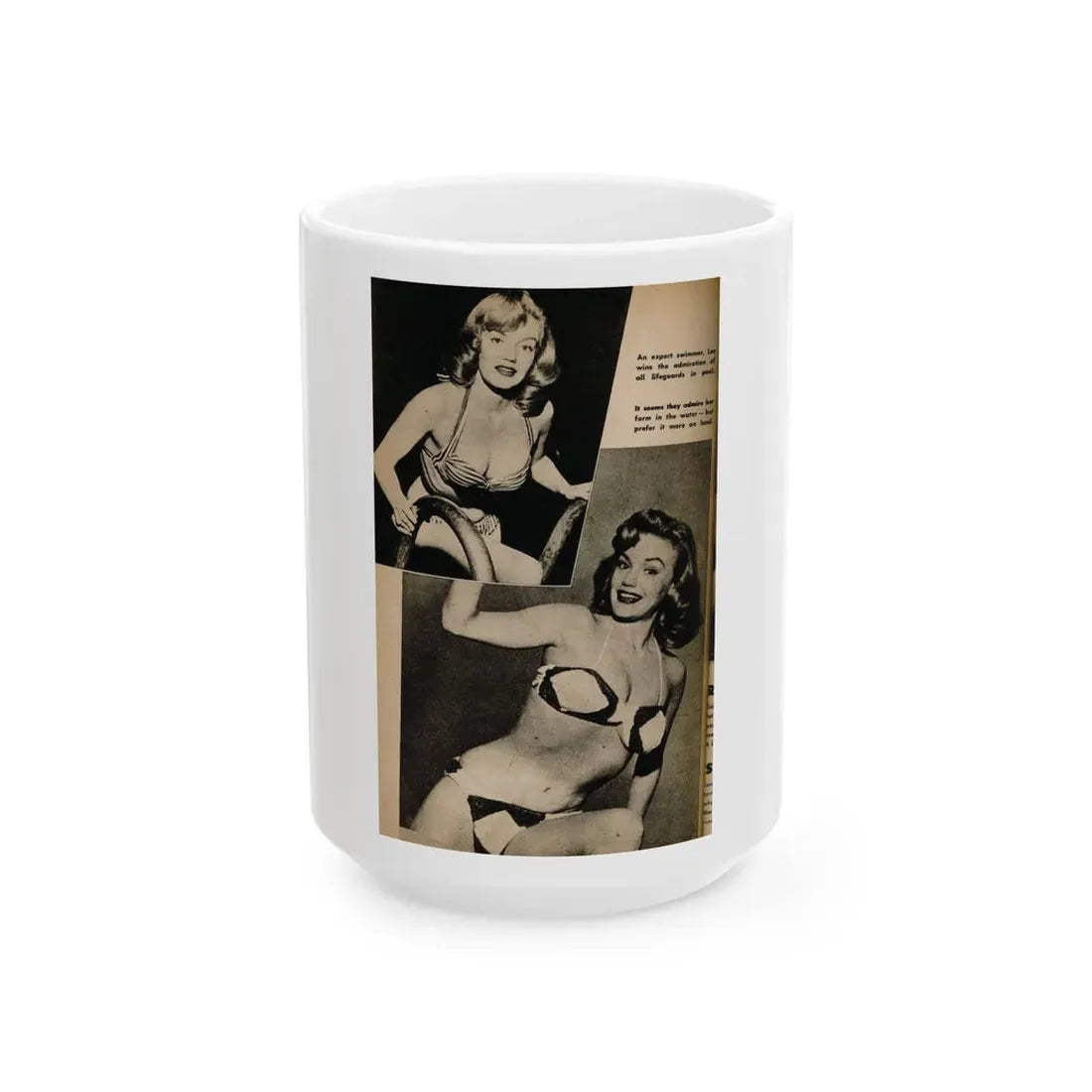 Lee Wilson #13 - Pages 5 of 5 Featuring, Lee+2 B&W Photos from TAB Digest Mag. October '54 (Vintage Female Icon) White Coffee Mug 15oz - Go Mug Yourself