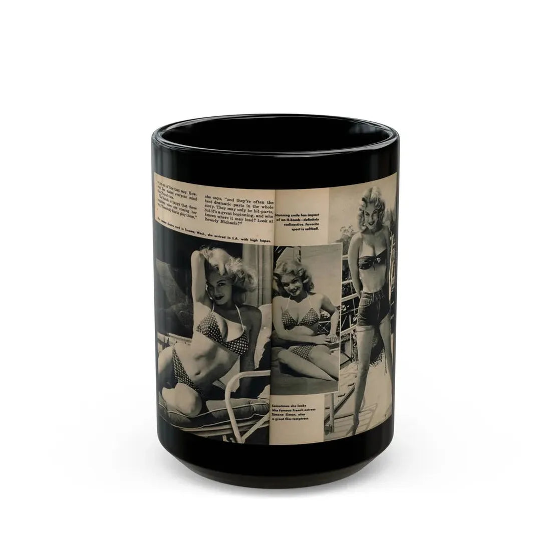 Lee Wilson #15 - Pages 1 & 2 of 4 Featuring, Lee+3 B&W Photos & Captions from PICTURE SCOPE Digest Mag. November '55 (Vintage Female Icon) Black Coffee Mug 15oz - Go Mug Yourself