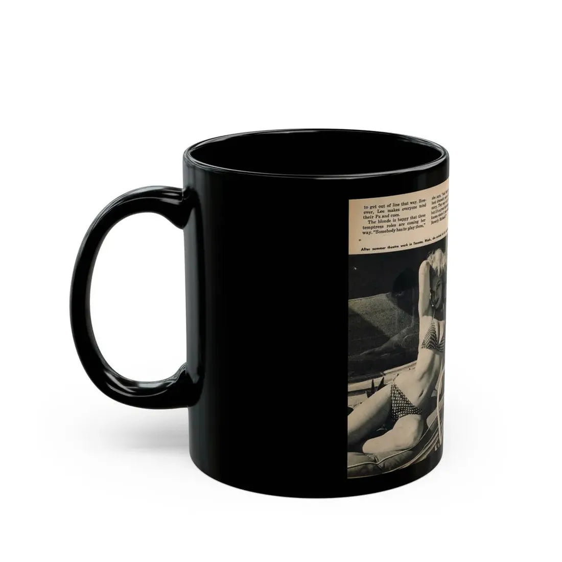 Lee Wilson #15 - Pages 1 & 2 of 4 Featuring, Lee+3 B&W Photos & Captions from PICTURE SCOPE Digest Mag. November '55 (Vintage Female Icon) Black Coffee Mug - Go Mug Yourself