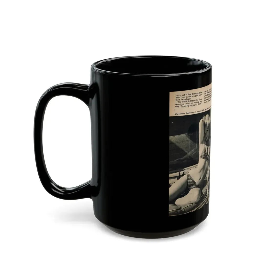 Lee Wilson #15 - Pages 1 & 2 of 4 Featuring, Lee+3 B&W Photos & Captions from PICTURE SCOPE Digest Mag. November '55 (Vintage Female Icon) Black Coffee Mug - Go Mug Yourself