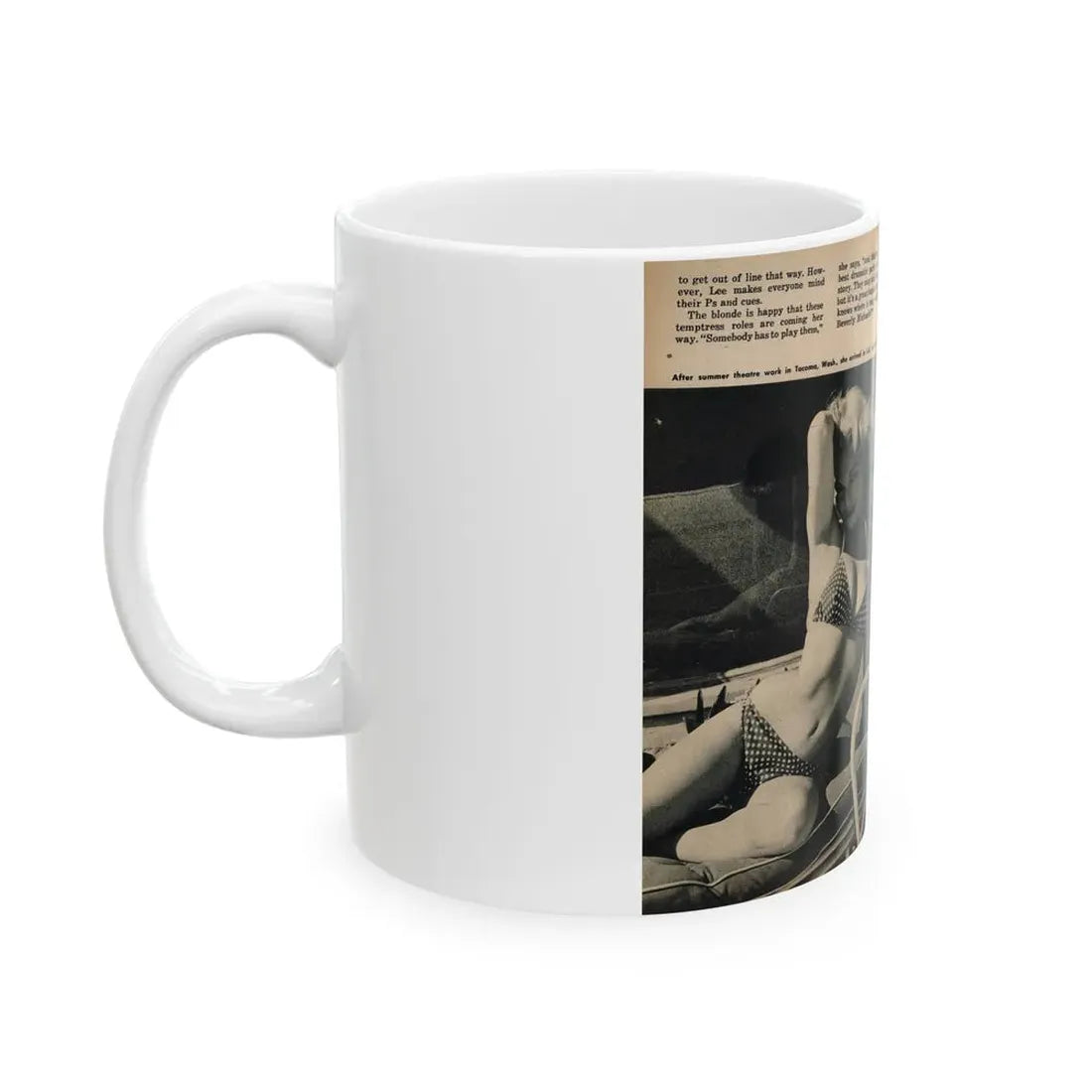 Lee Wilson #15 - Pages 1 & 2 of 4 Featuring, Lee+3 B&W Photos & Captions from PICTURE SCOPE Digest Mag. November '55 (Vintage Female Icon) White Coffee Mug - Go Mug Yourself