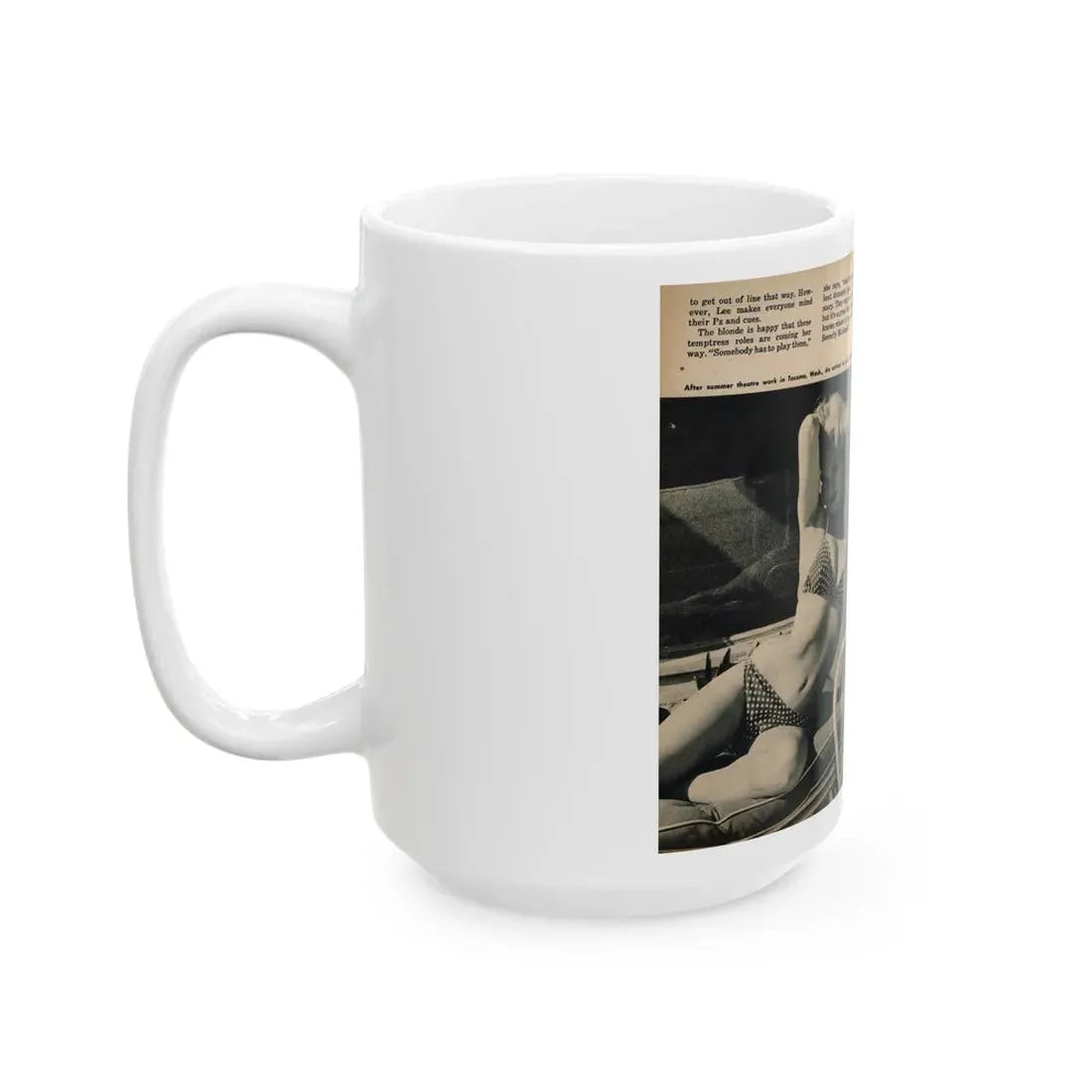 Lee Wilson #15 - Pages 1 & 2 of 4 Featuring, Lee+3 B&W Photos & Captions from PICTURE SCOPE Digest Mag. November '55 (Vintage Female Icon) White Coffee Mug - Go Mug Yourself