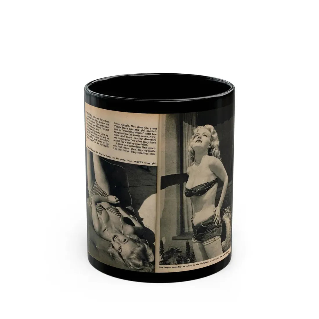Lee Wilson #16 - Pages 2 & 3 of 4 Featuring, Lee+2 B&W Photos & Captions from PICTURE SCOPE Digest Mag. November '55 (Vintage Female Icon) Black Coffee Mug 11oz - Go Mug Yourself