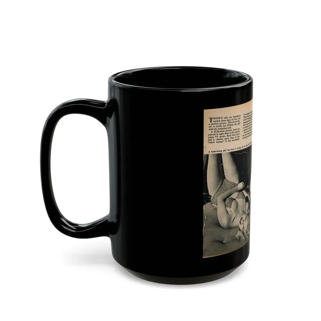 Lee Wilson #16 - Pages 2 & 3 of 4 Featuring, Lee+2 B&W Photos & Captions from PICTURE SCOPE Digest Mag. November '55 (Vintage Female Icon) Black Coffee Mug - Go Mug Yourself