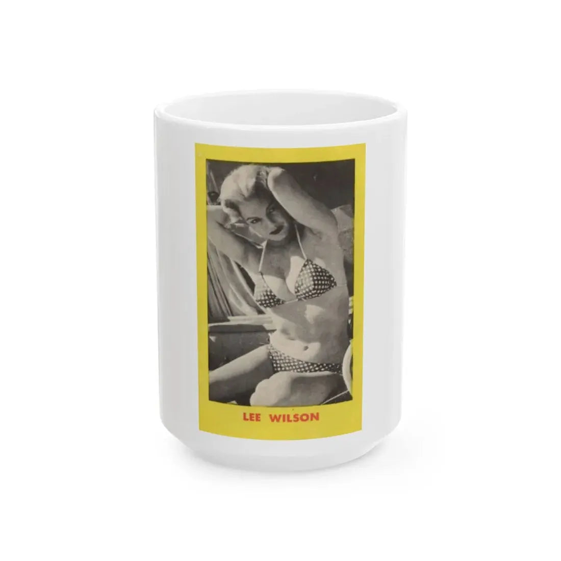 Lee Wilson #20 - Lee on back of PICTURE SCOPE Digest Mag. May '57 (Vintage Female Icon) White Coffee Mug 15oz - Go Mug Yourself