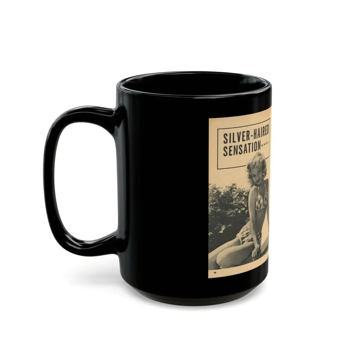 Lee Wilson #21 - Pages 1 & 2 of 5 Featuring, Lee+3 B&W Photos, Brief Article & Caption from EYE Digest Mag. Nov. '54 (Vintage Female Icon) Black Coffee Mug - Go Mug Yourself