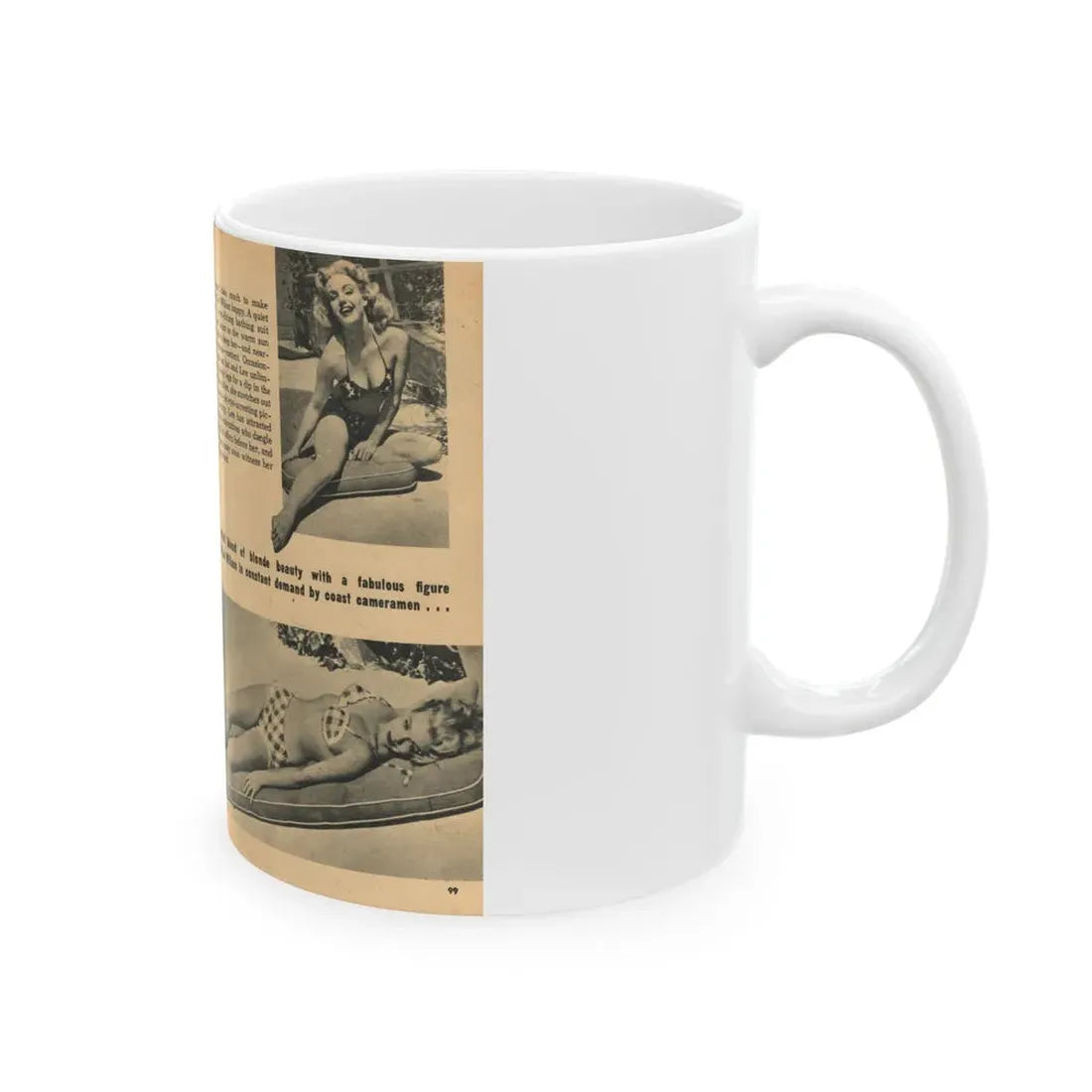 Lee Wilson #21 - Pages 1 & 2 of 5 Featuring, Lee+3 B&W Photos, Brief Article & Caption from EYE Digest Mag. Nov. '54 (Vintage Female Icon) White Coffee Mug - Go Mug Yourself