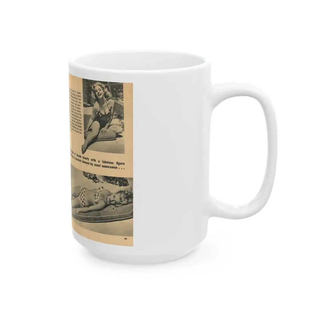 Lee Wilson #21 - Pages 1 & 2 of 5 Featuring, Lee+3 B&W Photos, Brief Article & Caption from EYE Digest Mag. Nov. '54 (Vintage Female Icon) White Coffee Mug - Go Mug Yourself