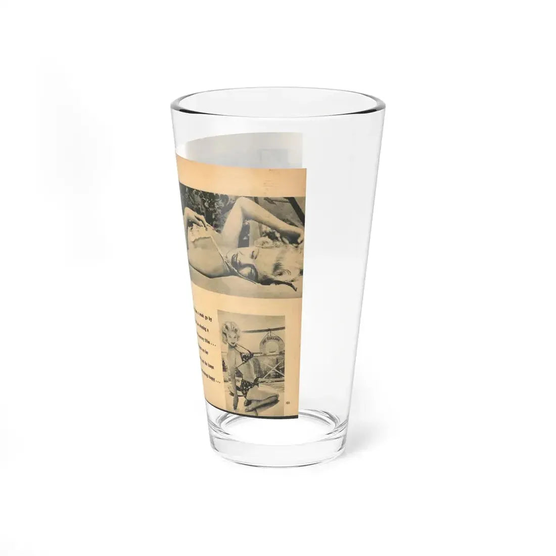 Lee Wilson #22 - Pages 3 & 4 of 5 Featuring, Lee+3 B&W Photos & Caption from EYE Digest Mag. Nov. '54 (Vintage Female Icon) Pint Glass 16oz - Go Mug Yourself