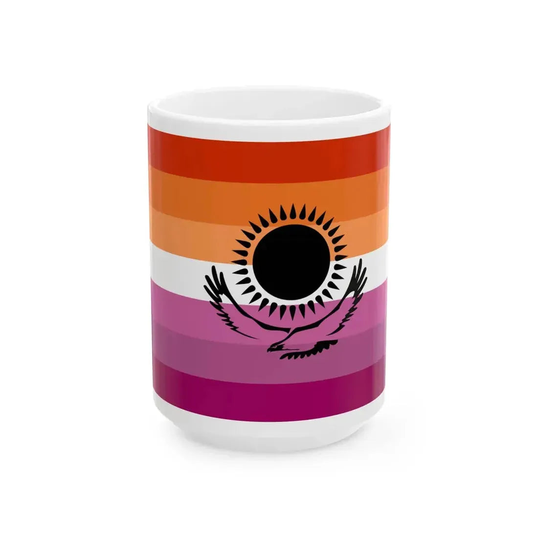 Lesbian pride flag of Kazakhstan (Kazakhstan) White Coffee Mug 15oz - Go Mug Yourself