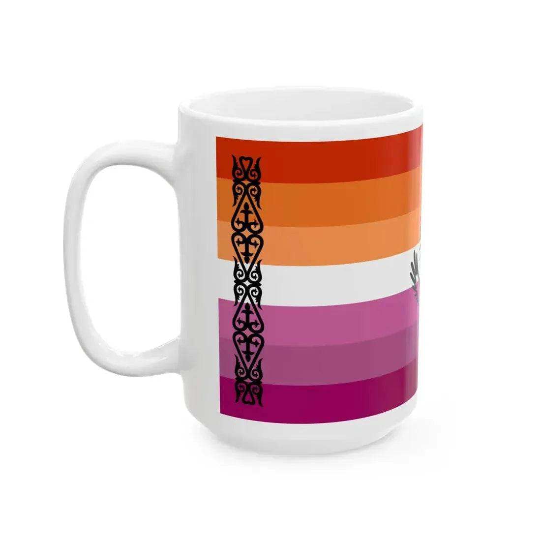 Lesbian pride flag of Kazakhstan (Kazakhstan) White Coffee Mug - Go Mug Yourself