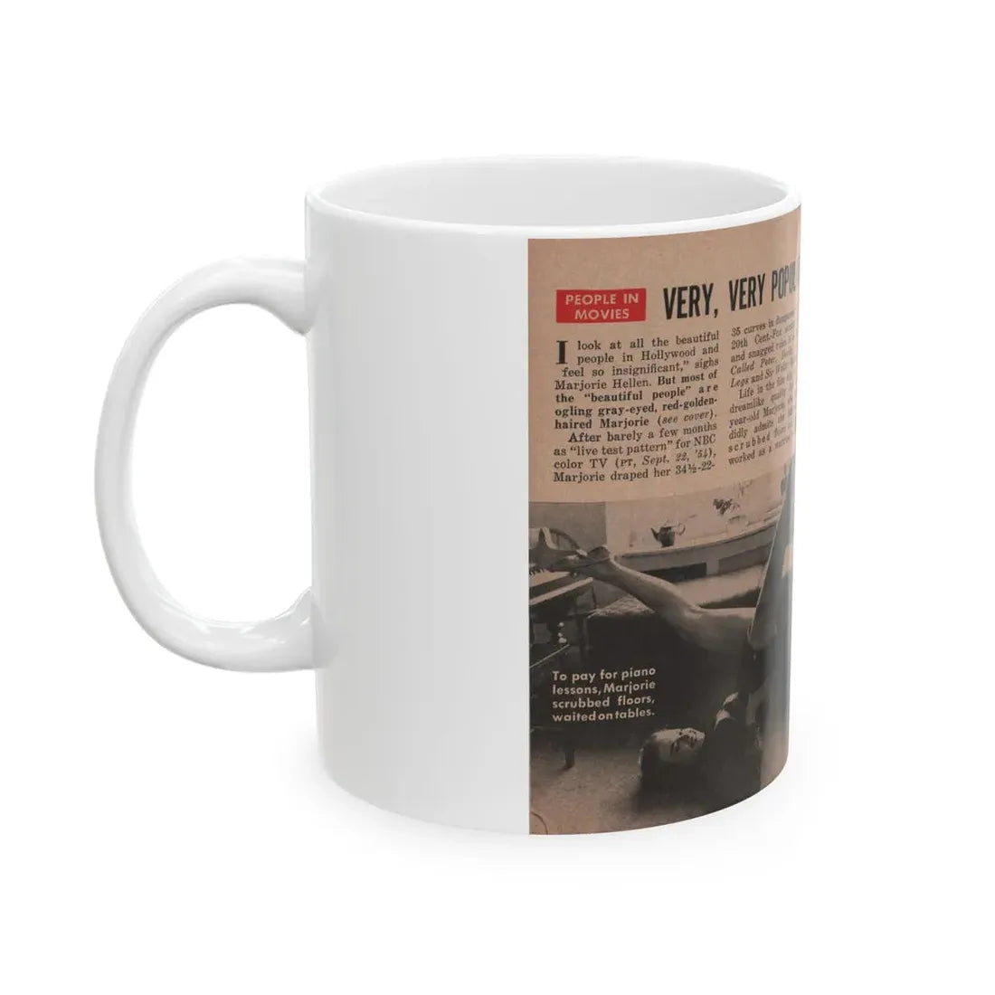 Leslie Parrish #153 - People Pocket Mag. 5-4-55 - 2 B&W Photos, 1 Caption & Article (Vintage Female Icon) White Coffee Mug - Go Mug Yourself