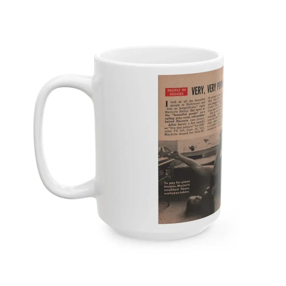 Leslie Parrish #153 - People Pocket Mag. 5-4-55 - 2 B&W Photos, 1 Caption & Article (Vintage Female Icon) White Coffee Mug - Go Mug Yourself