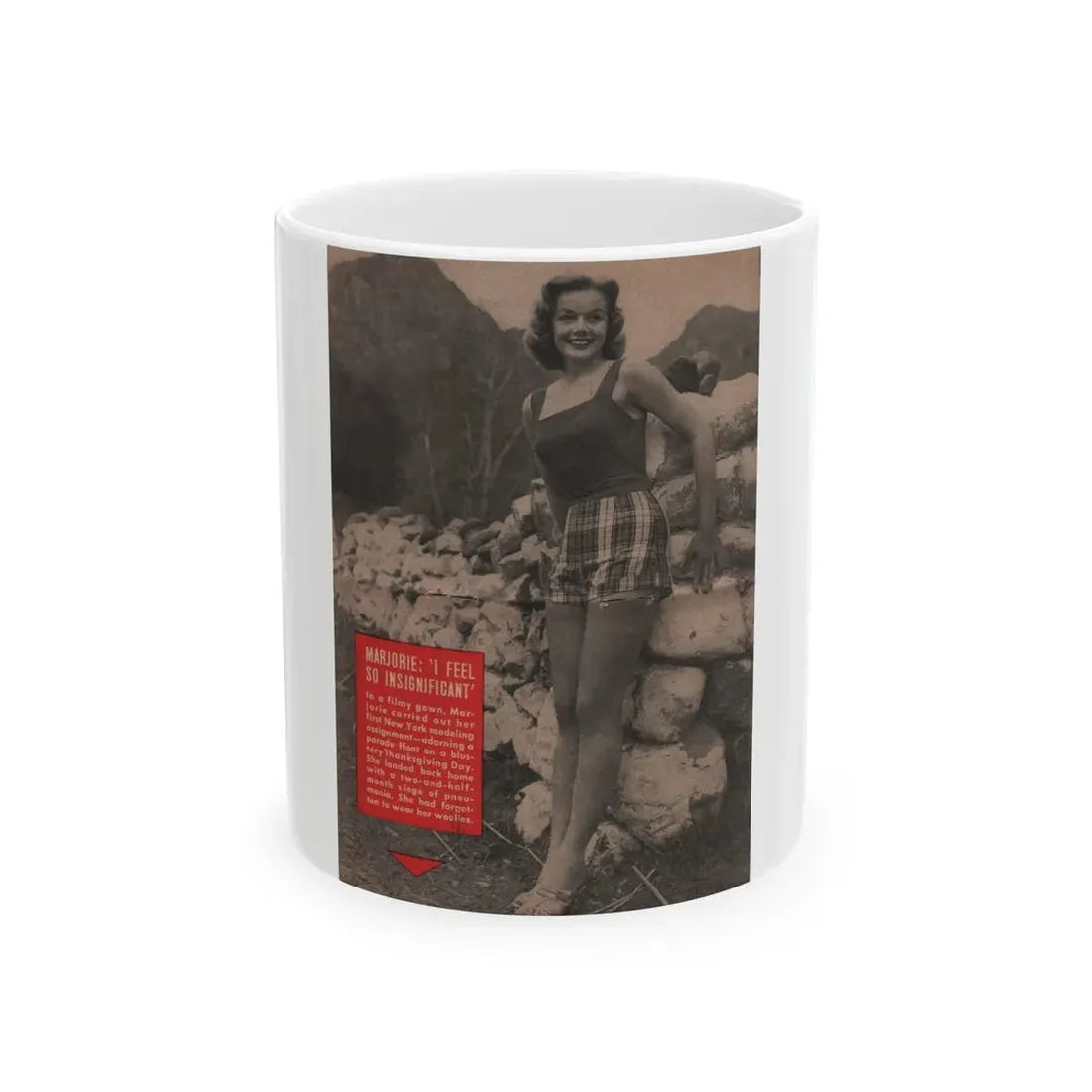 Leslie Parrish #154 - People Pocket Mag. 5-4-55 - 1 B&W Photo & Caption (Vintage Female Icon) White Coffee Mug 11oz - Go Mug Yourself