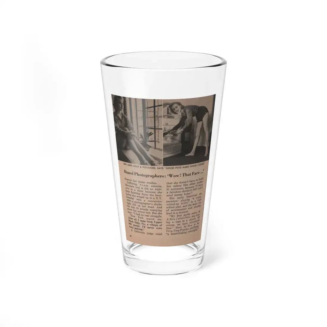 Leslie Parrish #155 - People Pocket Mag. 5-4-55 - 2 B&W Photos & Article Ending (Vintage Female Icon) Pint Glass 16oz 16oz - Go Mug Yourself