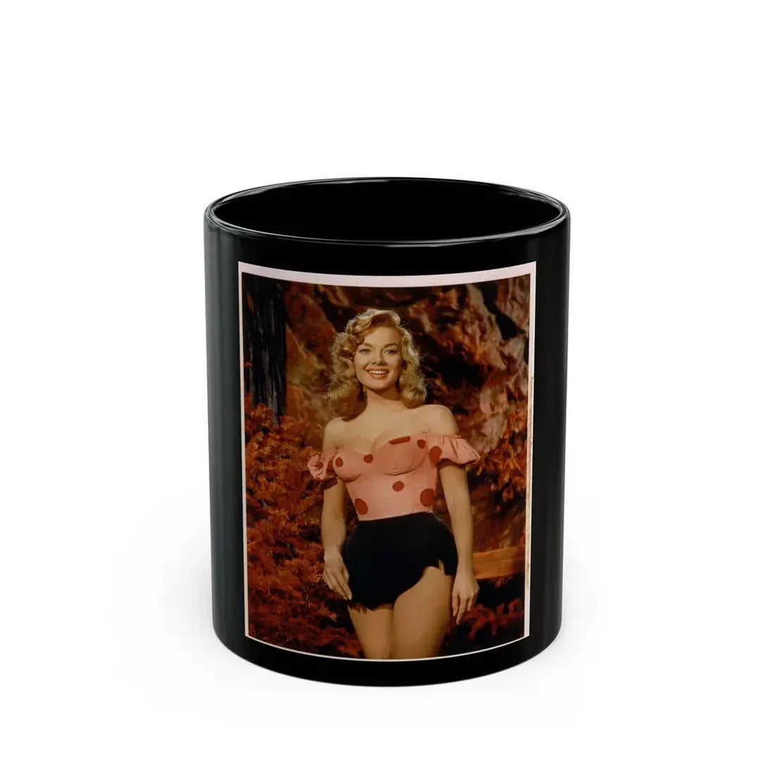Leslie Parrish #24 3 (Vintage Female Icon) Black Coffee Mug 11oz - Go Mug Yourself