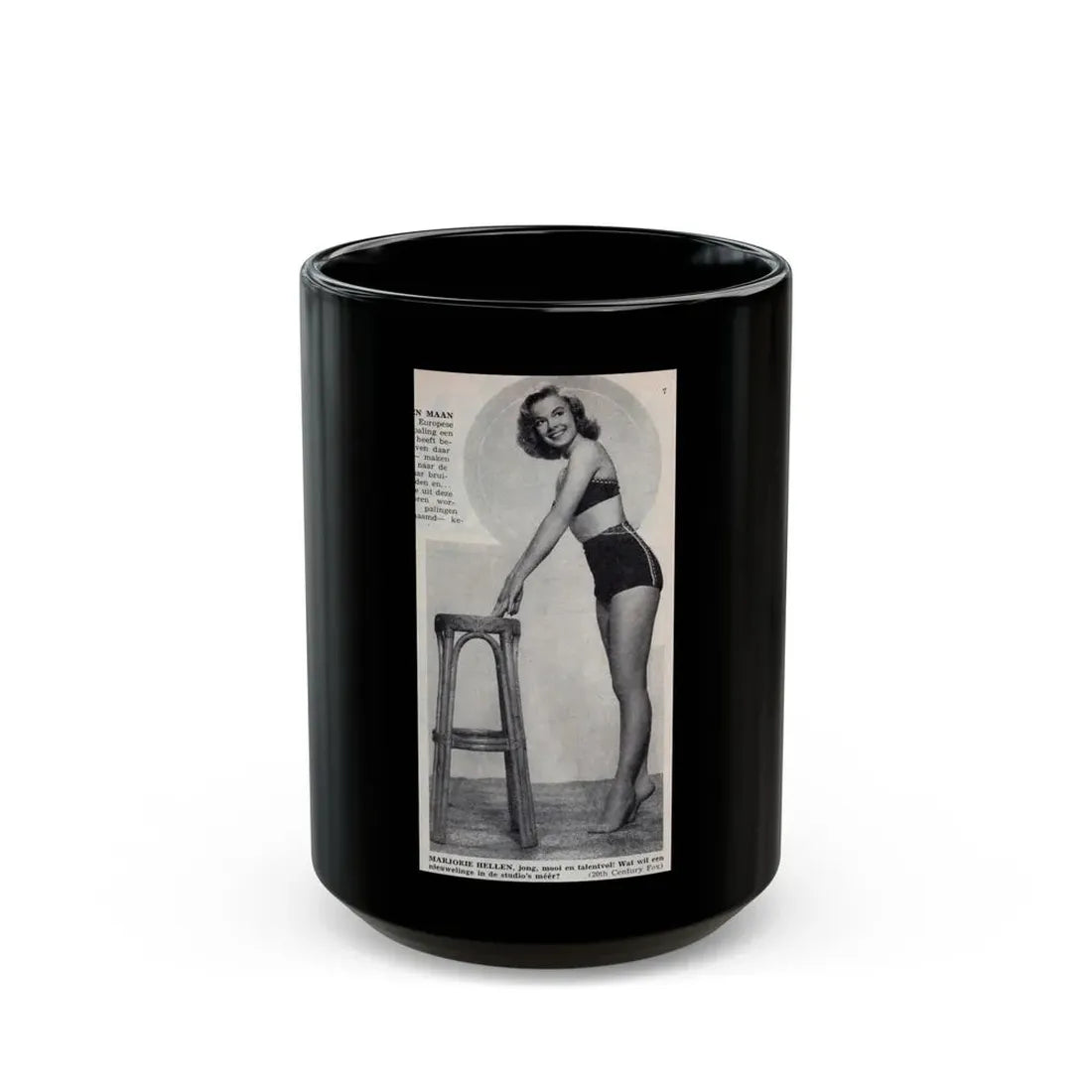 Leslie Parrish #274 - 1 Full Body Medium Size B&W Pin-Up Photo from DE LACH Dutch Film Star Mag. 2-17-56 (Vintage Female Icon) Black Coffee Mug 15oz - Go Mug Yourself