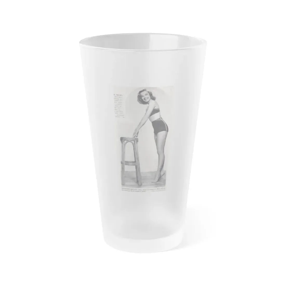 Leslie Parrish #274 - 1 Full Body Medium Size B&W Pin-Up Photo from DE LACH Dutch Film Star Mag. 2-17-56 (Vintage Female Icon) Frosted Pint Glass 16oz 16oz Frosted - Go Mug Yourself