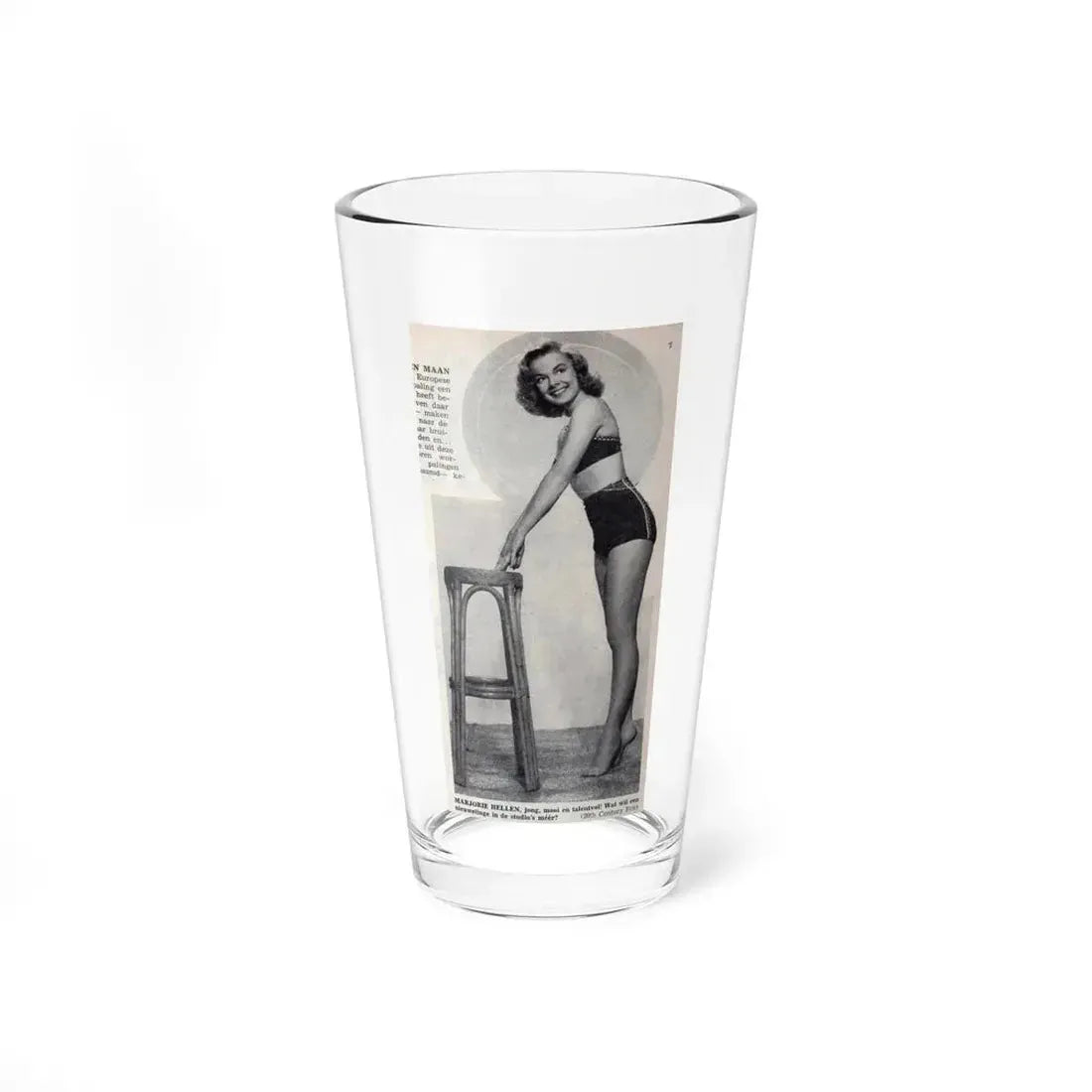 Leslie Parrish #274 - 1 Full Body Medium Size B&W Pin-Up Photo from DE LACH Dutch Film Star Mag. 2-17-56 (Vintage Female Icon) Pint Glass 16oz 16oz - Go Mug Yourself