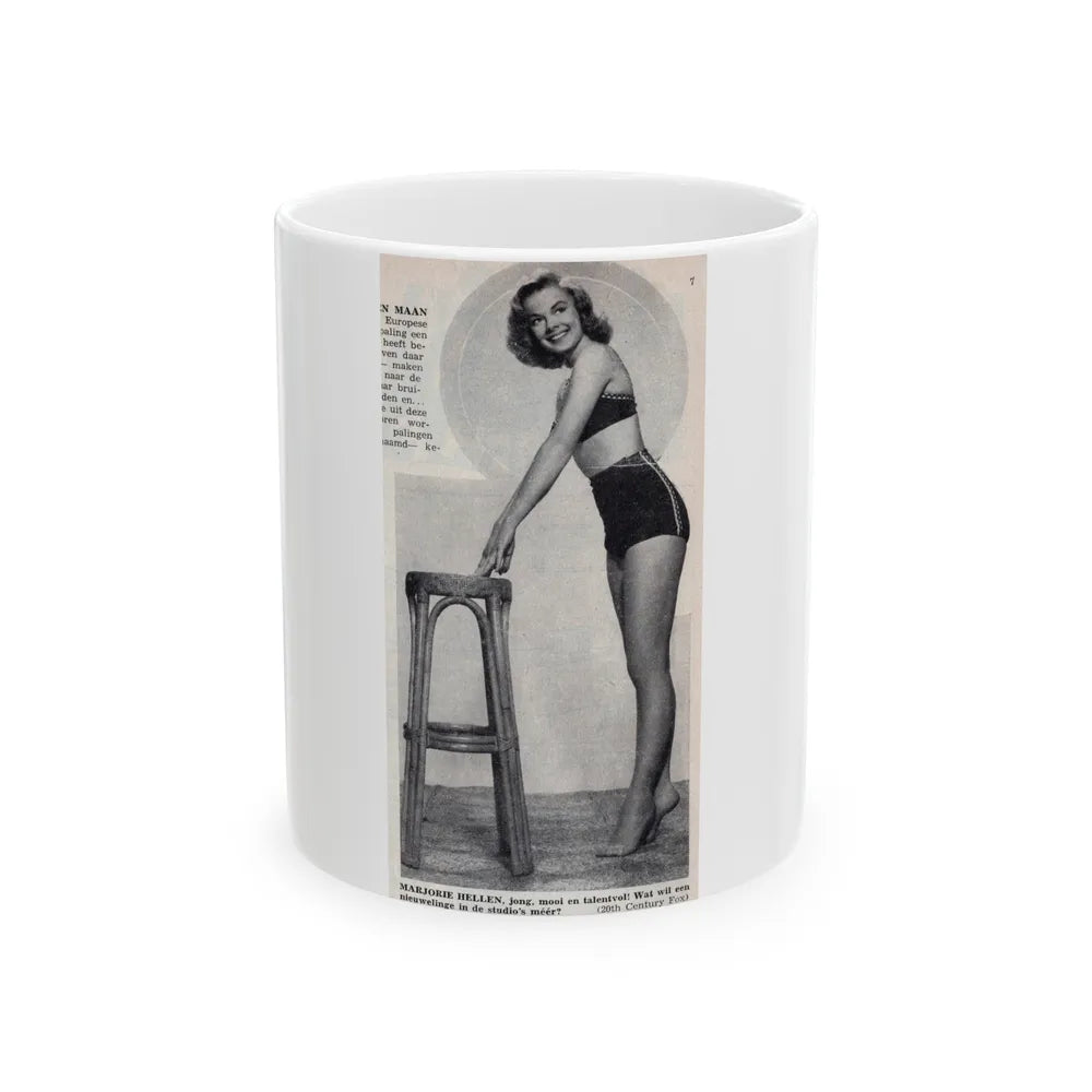 Leslie Parrish #274 - 1 Full Body Medium Size B&W Pin-Up Photo from DE LACH Dutch Film Star Mag. 2-17-56 (Vintage Female Icon) White Coffee Mug-11oz-Go Mug Yourself