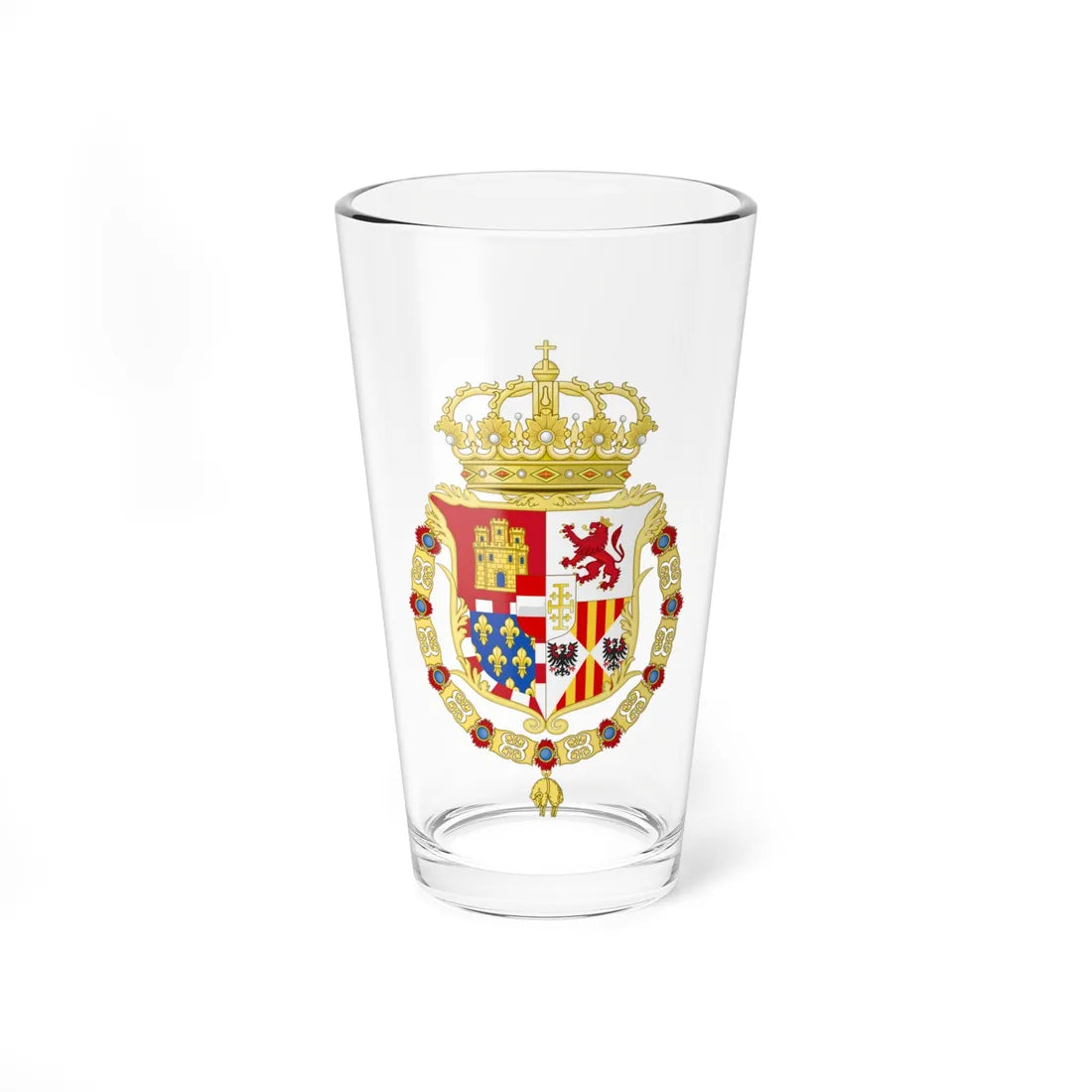 Lesser Coat of Arms of Charles V of Naples and III of Sicily (Italy) (Coat of Arms) Pint Glass 16oz 16oz - Go Mug Yourself