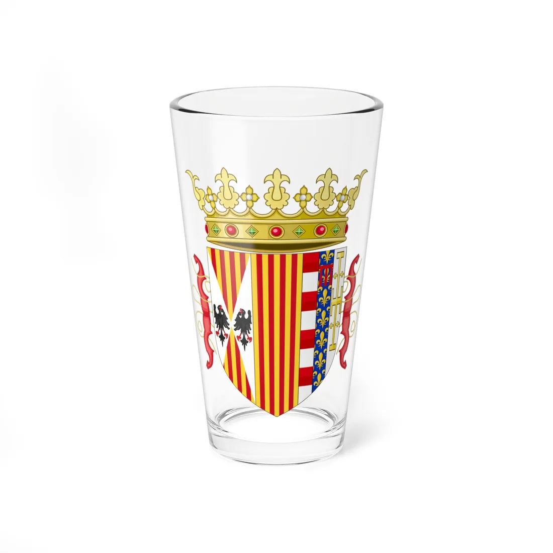 Lesser Coat of Arms of Ferdinand II of Aragon Both Sicilies and Count of Barcelona 1504-1516 (Italy) (Coat of Arms) Pint Glass 16oz 16oz - Go Mug Yourself