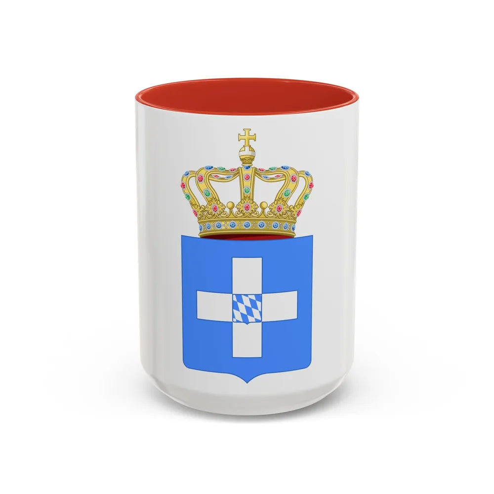 Lesser Coat of Arms of Greece (Wittelsbach) - Accent Coffee Mug 15oz Red - Go Mug Yourself