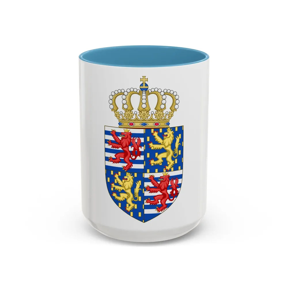 Lesser coat of arms of the Grand Duke of Luxembourg (2000) - Accent Coffee Mug 15oz Light Blue - Go Mug Yourself