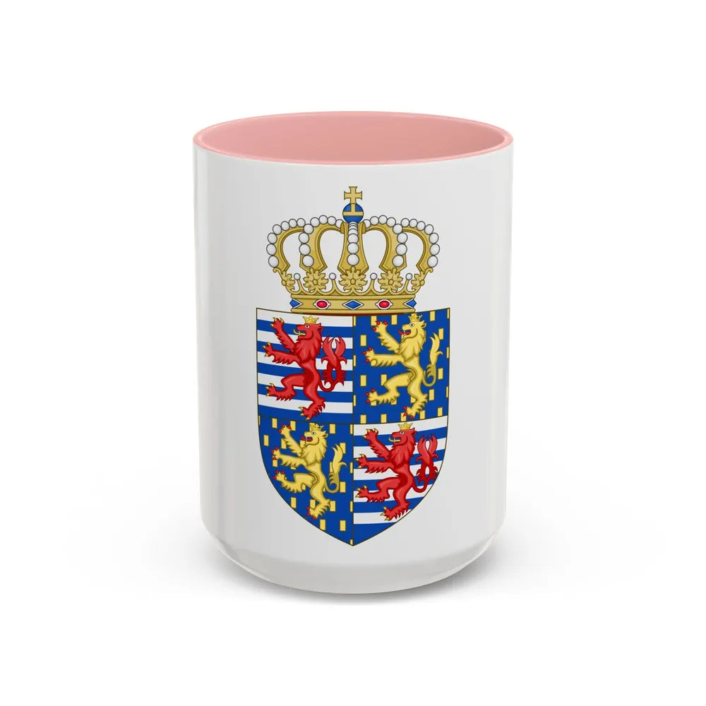Lesser coat of arms of the Grand Duke of Luxembourg (2000) - Accent Coffee Mug 15oz Pink - Go Mug Yourself