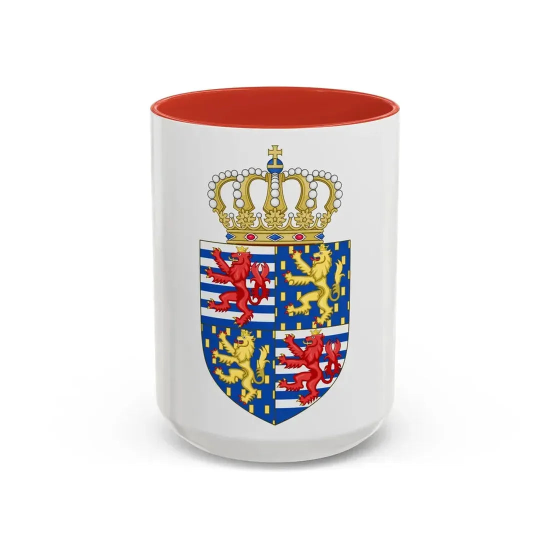 Lesser coat of arms of the Grand Duke of Luxembourg (2000) - Accent Coffee Mug 15oz Red - Go Mug Yourself