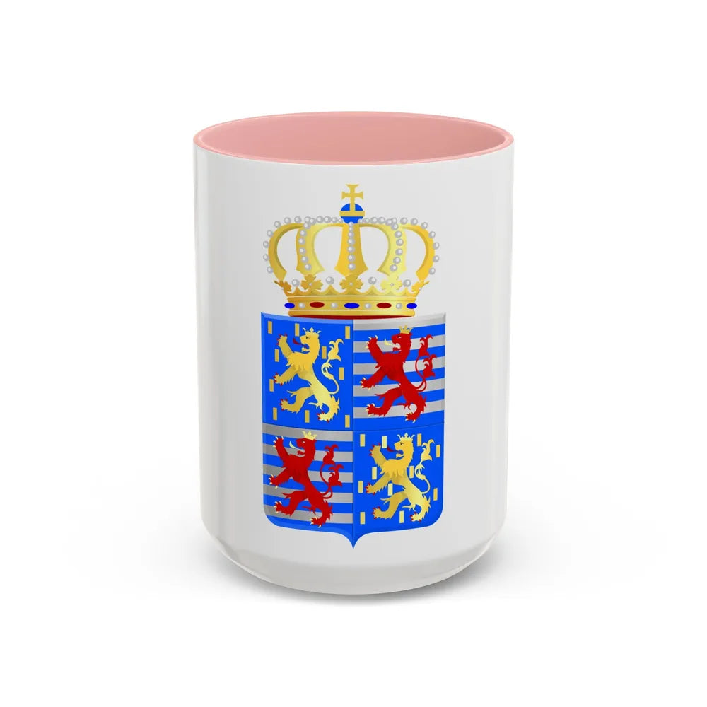 Lesser coat of arms of the Grand Dukes of Luxembourg prior to 2000 - Accent Coffee Mug 15oz Pink - Go Mug Yourself